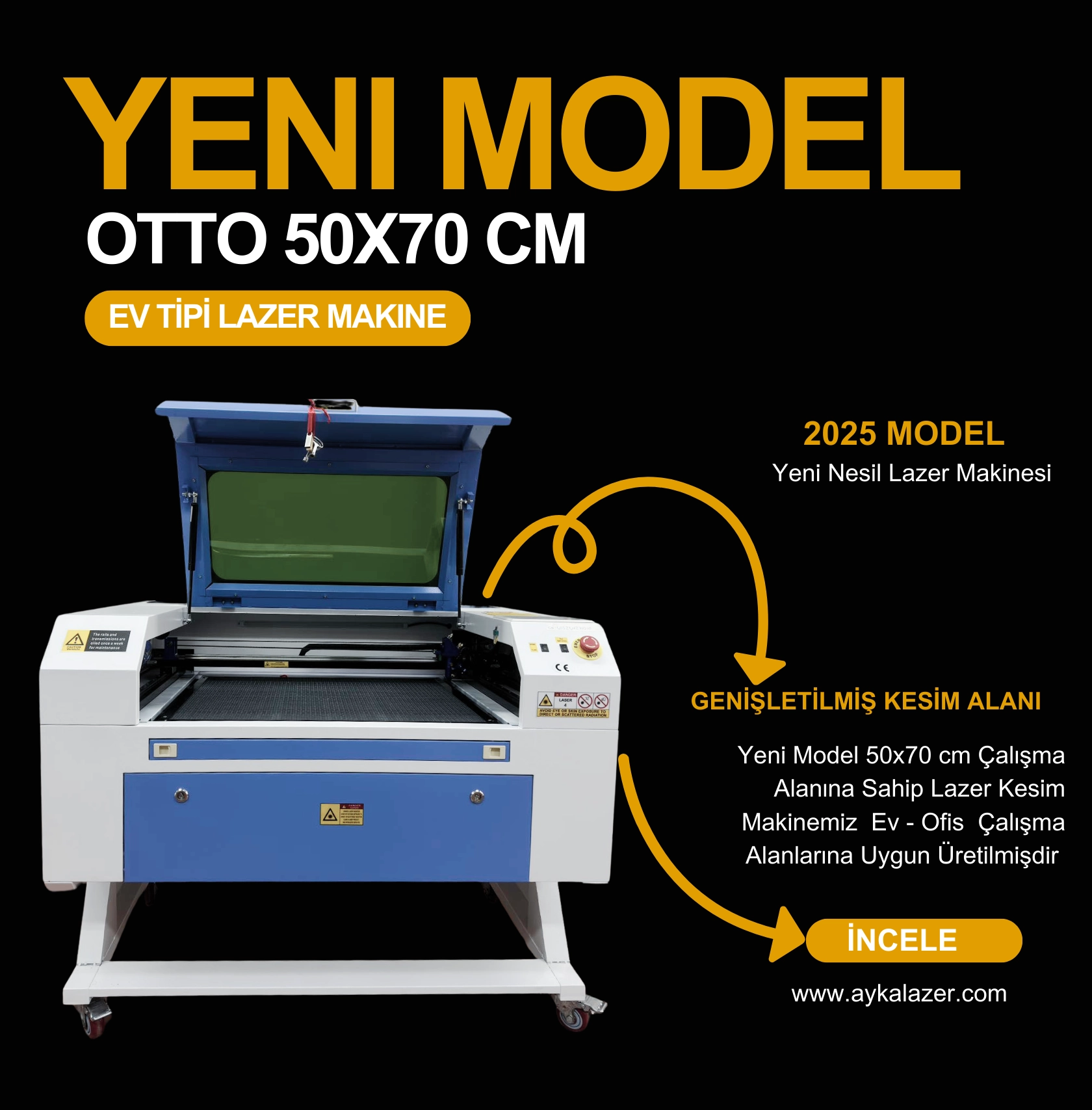 Ev Tipi Lazer 50x70 cm Kesim Makinesi